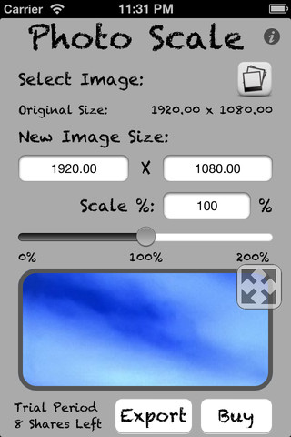 Photo Scale App Screenshot